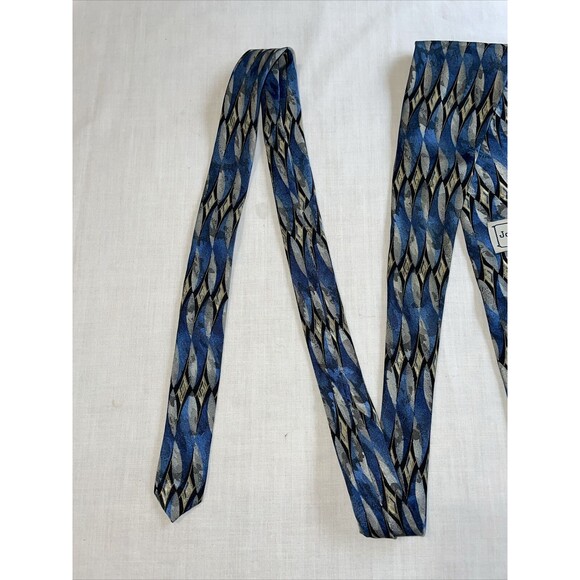 John Clarendon Dress Tie Mens Size 58" Blue Geometric 100% Silk Designer - Picture 11 of 12